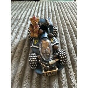 Vintage Resin Racing Sport Car Cradle Teddy bear "Piggy Coin Bank" 156